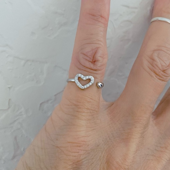 Sterling Silver Delicate CZ Heart Toe Ring, Silver Rings, Love Hearts Jewelry - Picture 3 of 13